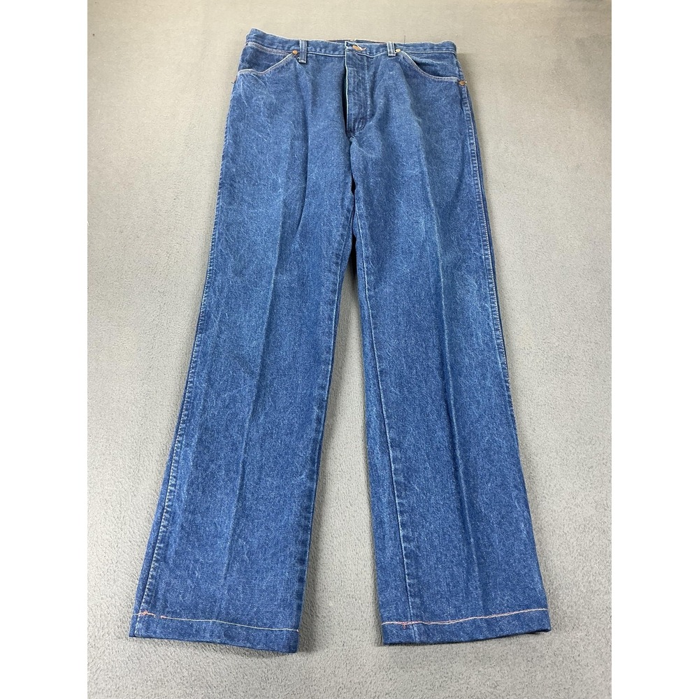 Wrangler Jeans Mens 36x34 Dark Blue Relaxed Straight Denim Wrangler 13MWZ USA